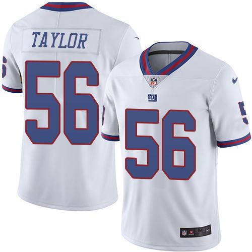 Nike Giants #56 Lawrence Taylor White Men's Stitched NFL Limited Rush Jersey